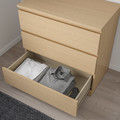 MALM Chest of 3 drawers, white stained oak veneer, 80x78 cm