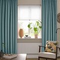 MAJGULL Room darkening curtains, 1 pair, dark grey-turquoise, 145x300 cm