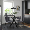 MARIEDAMM / KARLPETTER Table and 4 chairs, black marble effect/Gunnared medium grey black, 105 cm