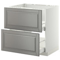 METOD/MAXIMERA Base cab f sink+2 fronts/2 drawers, white, Bodbyn grey, 80x60 cm