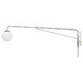 SIMRISHAMN Wall lamp with swing arm, chrome-plated/opal white glass