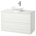 TÄNNFORSEN/VÄSTERSJÖN Wash-stnd w drawers/wash-basin/tap, white/white marble effect, 102x49x79 cm