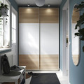 PAX / MEHAMN Wardrobe combination, white/double sided white stained oak effect, 150x44x236 cm