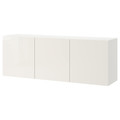 BESTÅ Wall-mounted cabinet combination, white/Selsviken high-gloss/white, 180x42x64 cm