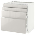 METOD/MAXIMERA Base cab 4 frnts/4 drawers, white/Ringhult light grey, 80x61.8x88 cm