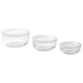 BESTÄMMA Food container with lid, set of 3, glass