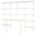 BOAXEL / LAGKAPTEN Shelving unit with table top, white, 250x62x201 cm