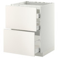 METOD / MAXIMERA Base cab f hob/2 fronts/3 drawers, white, Veddinge white, 60x60 cm