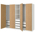 PAX / STORKLINTA Wardrobe combination, white/oak effect, 250x58x201 cm