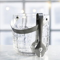 FRÖJDA Ice bucket with tongs, clear glass/stainless steel