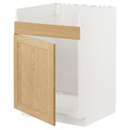 METOD Base cab f HAVSEN single bowl sink, white/Forsbacka oak, 60x60 cm