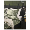 SLÅNGULDMAL Duvet cover and pillowcase, green/floral pattern, 150x200/50x60 cm