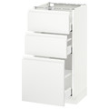 METOD / MAXIMERA Base cabinet with 3 drawers, white, Voxtorp matt white white, 40x37 cm