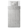 BERGPALM Quilt cover and pillowcase, grey, stripe, 150x200/50x60 cm