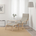 POÄNG Armchair, white stained oak veneer, Knisa black light beige