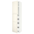 METOD / MAXIMERA Hi cab w 2 doors/4 drawers, white/Bodbyn off-white, 60x60x240 cm