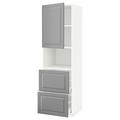 METOD / MAXIMERA Hi cab f micro w door/2 drawers, white/Bodbyn grey, 60x60x200 cm