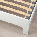 SLÄKT Ext bed frame with slatted bed base, white, birch, 80x200 cm