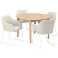 SKANSNÄS/TOSSBERG Table and 4 chairs, light beech veneer/white Gunnared beige, 115/170 cm