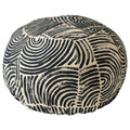 FRÖDD Floor cushion, black/patterned, 56 cm