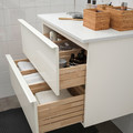 GODMORGON / TOLKEN Wash-stand with 2 drawers, high-gloss white/marble effect, 82x49x60 cm