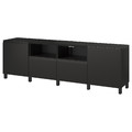 BESTÅ TV bench with doors and drawers, black-brown/Hammarsmed/Stubbarp anthracite, 240x42x74 cm