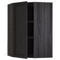 METOD Corner wall cabinet with shelves, black/Lerhyttan black stained, 67.5x67.5x100 cm