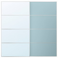 MEHAMN/AULI Pair of sliding doors, aluminium double sided/light blue mirror glass, 200x201 cm