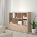KALLAX Shelving unit with 4 inserts, white stained oak effect, 147x112 cm