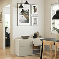 BESTÅ Storage combination with doors/drawers, white/Selsviken high-gloss beige, 120x42x65 cm