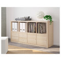 KALLAX Shelving unit with 4 inserts, white stained oak effect, 147x77 cm