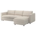 VIMLE Cover 3-seat sofa-bed w chaise lng, Gunnared beige