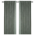 PRAKTTIDLÖSA Room darkening curtains, 1 pair, green, 145x300 cm