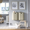 GÅRDSBUTIK Bin with lid, grey-beige, 21 l