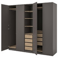 PAX / FORSAND Wardrobe combination, dark grey/white stained oak effect dark grey, 250x60x236 cm