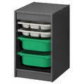 TROFAST Storage combination with boxes/tray, grey grey/green, 34x44x56 cm