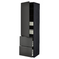 METOD / MAXIMERA Hi cab w shlvs/4 drawers/dr/2 frnts, black/Upplöv matt anthracite, 60x60x220 cm