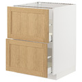 METOD / MAXIMERA Base cb 2 fronts/2 high drawers, white/Forsbacka oak, 60x60 cm