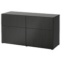 BESTÅ Storage combination w doors/drawers, black-brown/Lappviken black-brown, 120x42x65 cm