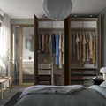 PAX / STORKLINTA Wardrobe combination, grey-beige/dark brown stained oak effect, 200x66x236 cm