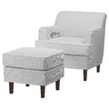 ROCKSJÖN Armchair with footstool, Klovsta grey/white