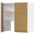 METOD Wall cb f extr hood w shlf/door, white/Voxtorp oak effect, 80x80 cm