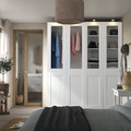 PAX / GRIMO Wardrobe with sliding doors, white/clear glass white, 200x66x236 cm