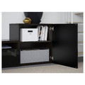 BESTÅ TV storage combination/glass doors, black-brown/Selsviken high-gloss/black clear glass, 300x42x211 cm