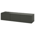 BESTÅ TV bench with doors, dark grey/Västerviken dark grey, 180x42x38 cm