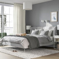 TUFJORD Upholstered bed frame, Tallmyra white/black/Lindbåden, 160x200 cm