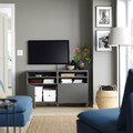 BESTÅ TV bench with doors, dark grey/Lappviken/Stubbarp dark grey, 120x42x74 cm