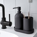 GANSJÖN 3-piece bathroom set, black