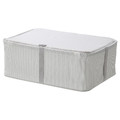 HEMMAFIXARE Storage case, fabric striped/white/grey, 34x51x19 cm