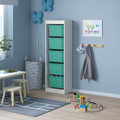TROFAST Storage combination with boxes, white/turquoise, 46x30x145 cm